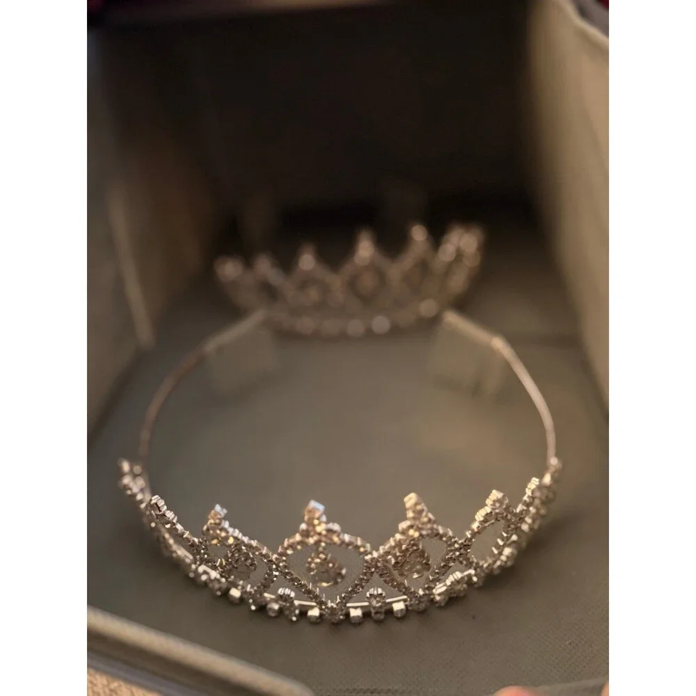 Silver Rhinestone Tiara Crown Headband with Hair Combs Prom Bridal Princess